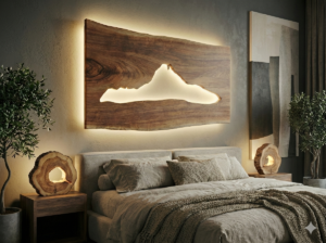 cuadro de montaña en madera